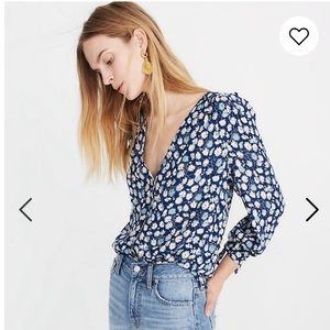Madewell tie-sleeve button French Floral blouse